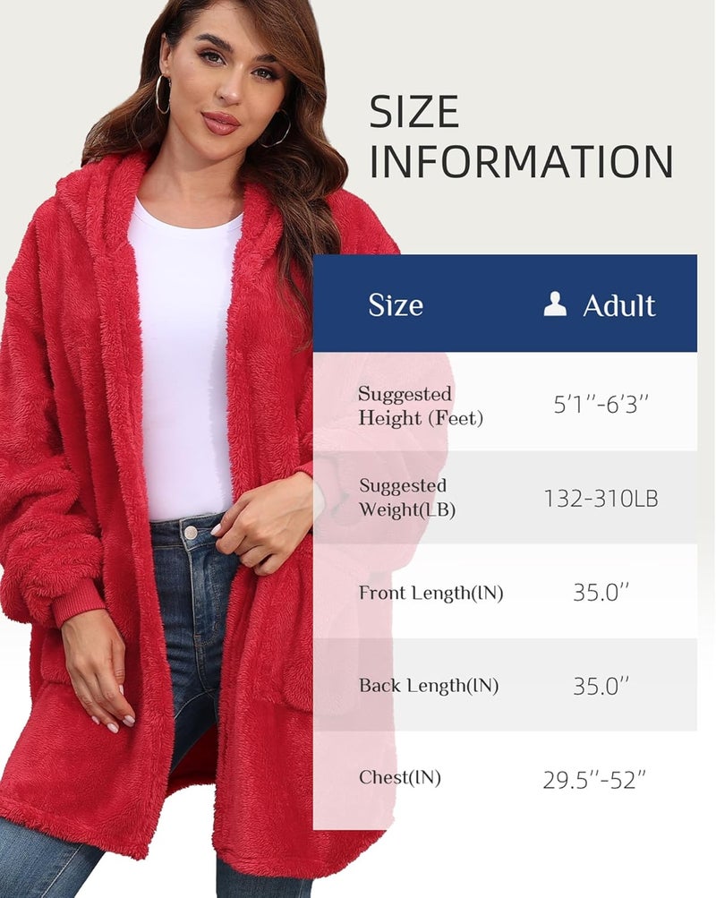 Argstar Hooded Cardigan for Women and Men, Oversized Sweatshirt Fuzzy Fleece Blanket Hoodie Jacket - One Size Fits All - Image 5